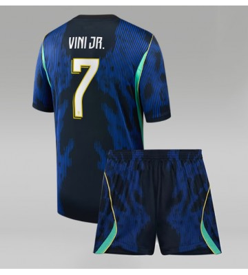 Brasilien Vinicius Junior #7 Replika Bortatröja Barn VM 2026 Kortärmad (+ Korta byxor)